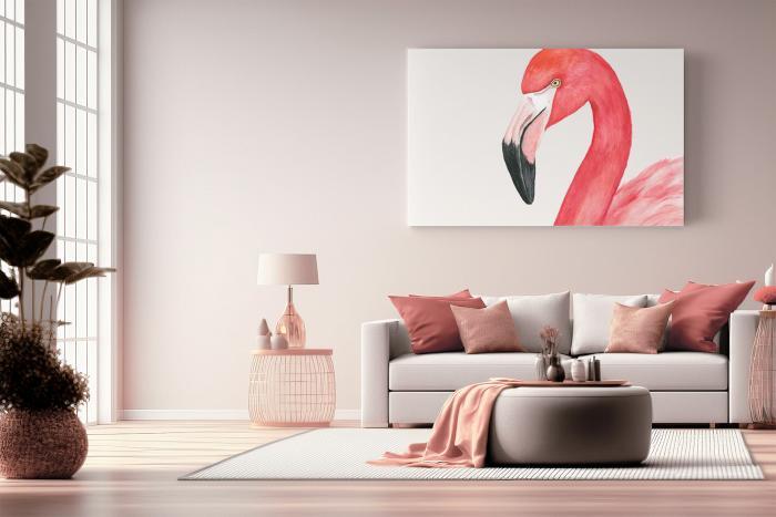 Sam the Flamingo on Canvas